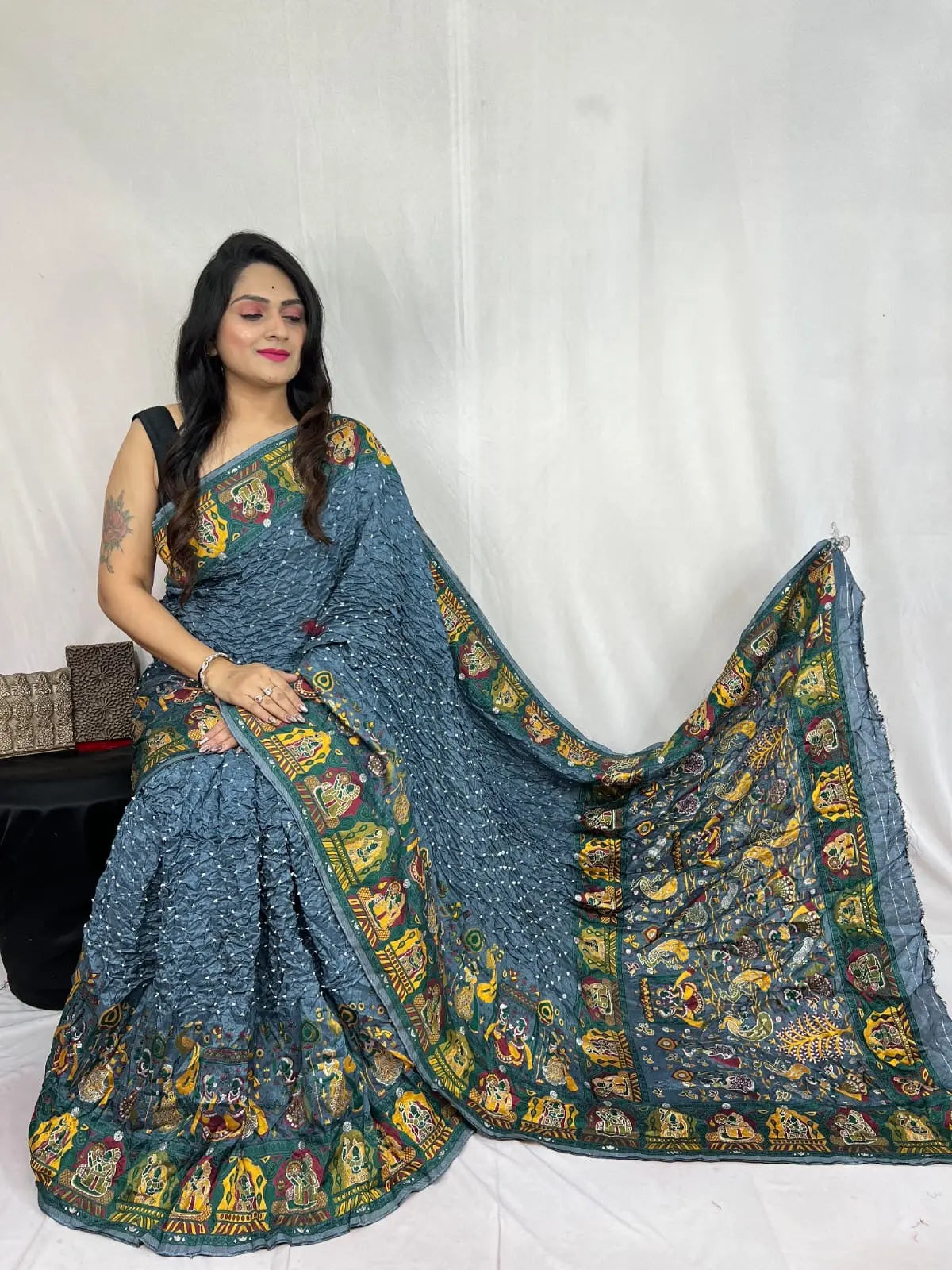 Kutch Authentic Pure Dola Silk Pasmina Saree