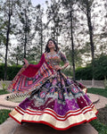 Muslin Cotton Digital Print Mirror Work Designer Chaniya Choli for Garba
