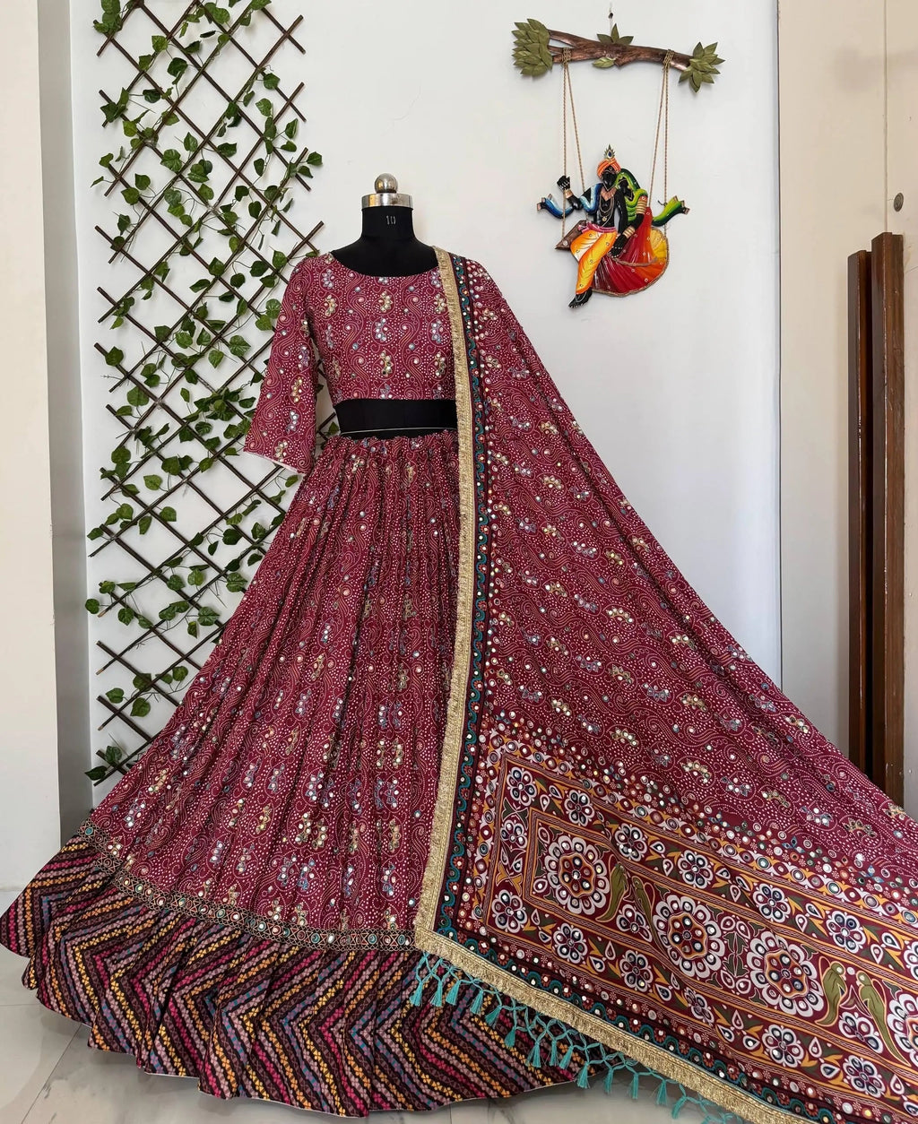 Muslin Cotton Digital Print with Real Mirror Work Navratri Special Designer Chaniya Choli