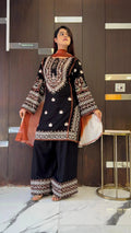 Rayon Cotton Embroidery Work Farshi Salwar Suit