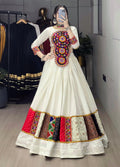 Rayon Kutchi Fancy Embroidery Mirror work White Concept Designer Chaniya Choli (Ready to Wear)
