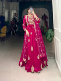 Vachitra Silk Sequence Thread Embroidery Work Gown Dupatta Set (Stitched)