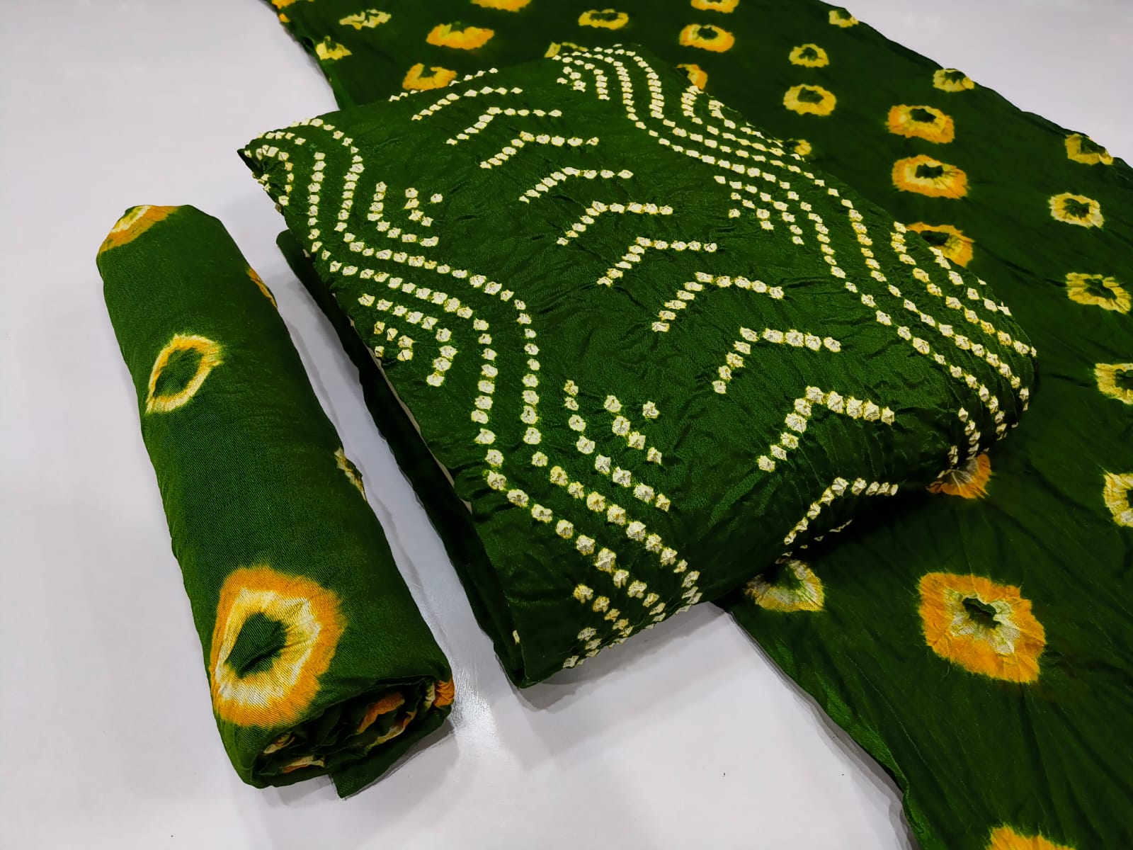 Cotton Satin Self Colour Bandhani