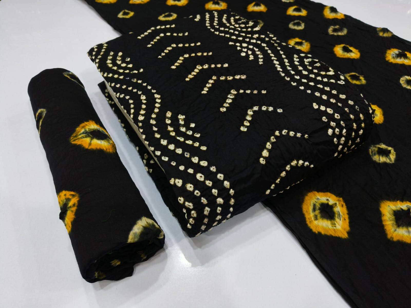Cotton Satin Self Colour Bandhani
