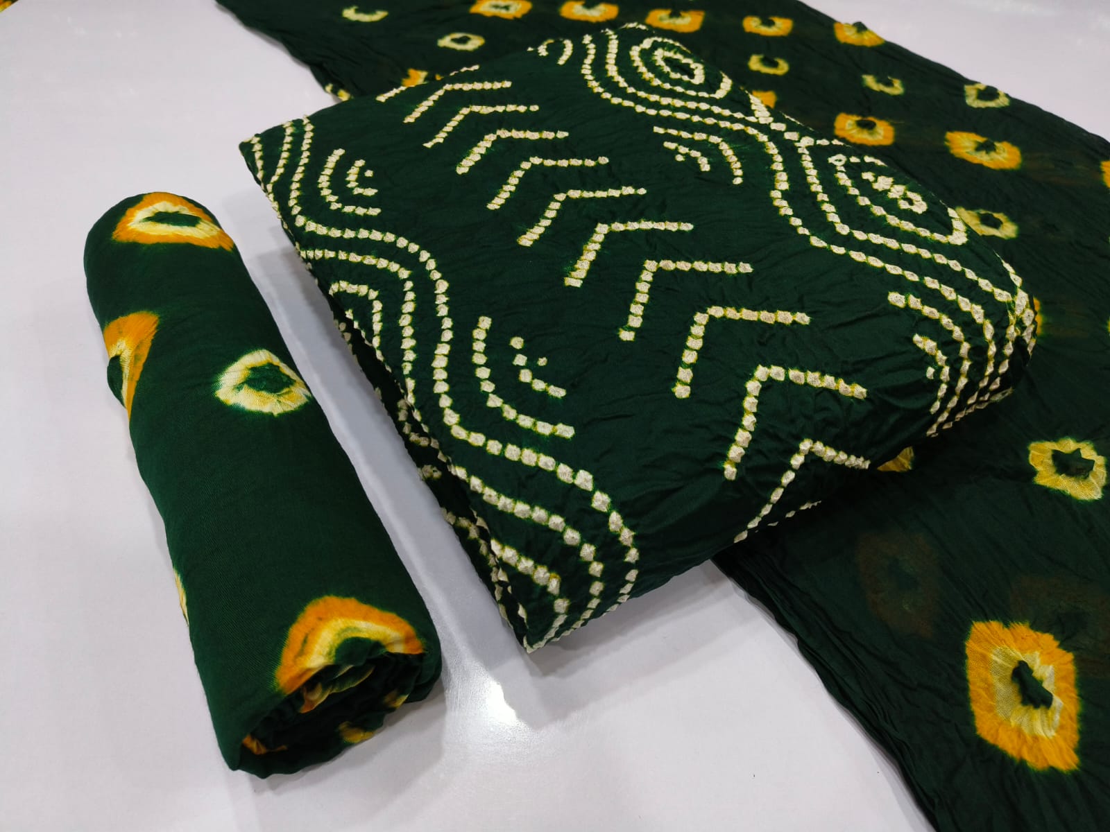 Cotton Satin Self Colour Bandhani