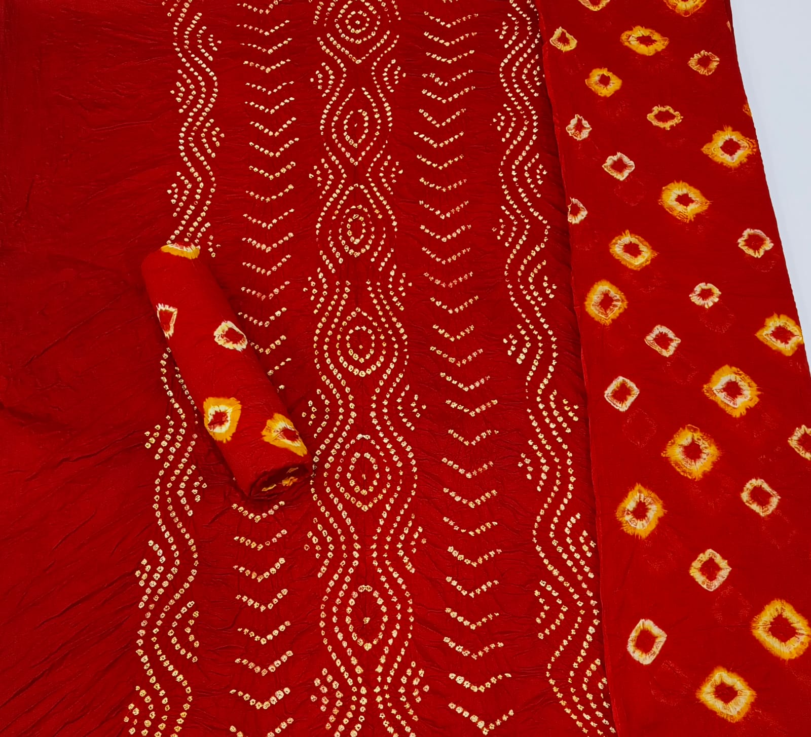 Cotton Satin Self Colour Bandhani
