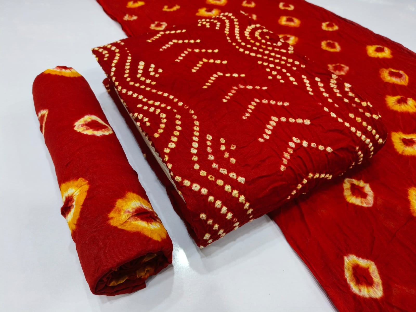 Cotton Satin Self Colour Bandhani